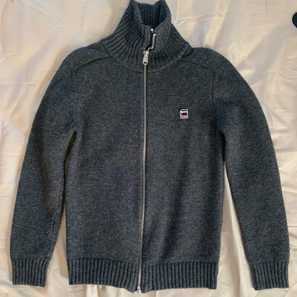 G-Star Raw Grey Zip-up Sweater - Size Small